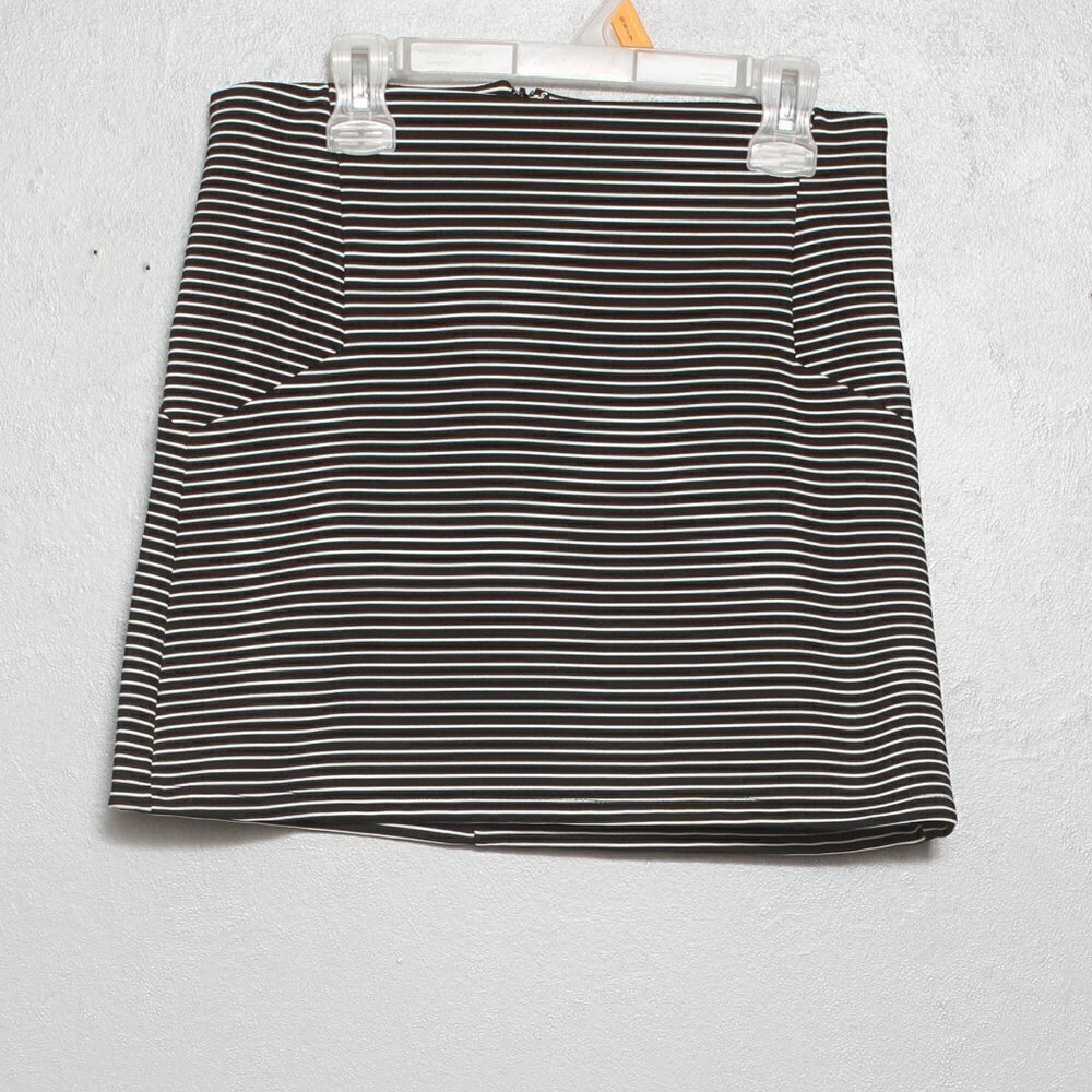 Topshop black white stripe mini skirt
